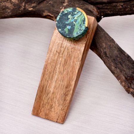 Green Stone Wooden Door Stopper